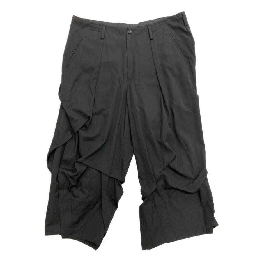 ヨウジヤマモトプールオム パンツ ランダムタックワイド ウールギャバ