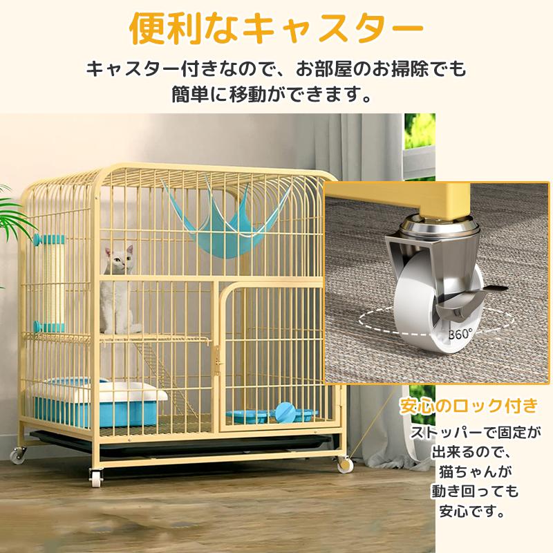 HZDMJ 猫 ケージ キャットケージ 大型 2段 スリム ペットケージ ペット