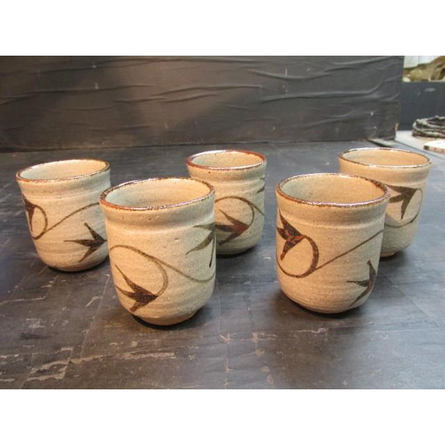 人間国宝 十三代中里太郎右衛門絵唐津湯呑5客 陶器 陶芸 湯飲み 作家