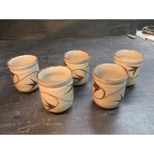 人間国宝 十三代中里太郎右衛門絵唐津湯呑5客 陶器 陶芸 湯飲み 作家