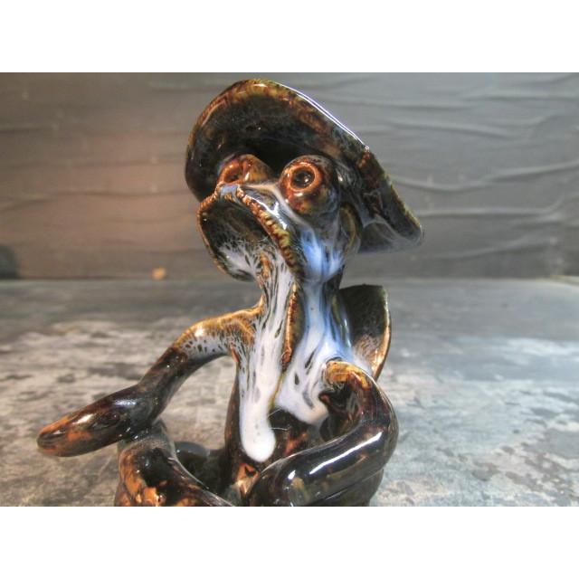 河童囲碁置物陶器 【珍品】時代物 織部焼 織部釉 河童(カッパ)の囲碁打