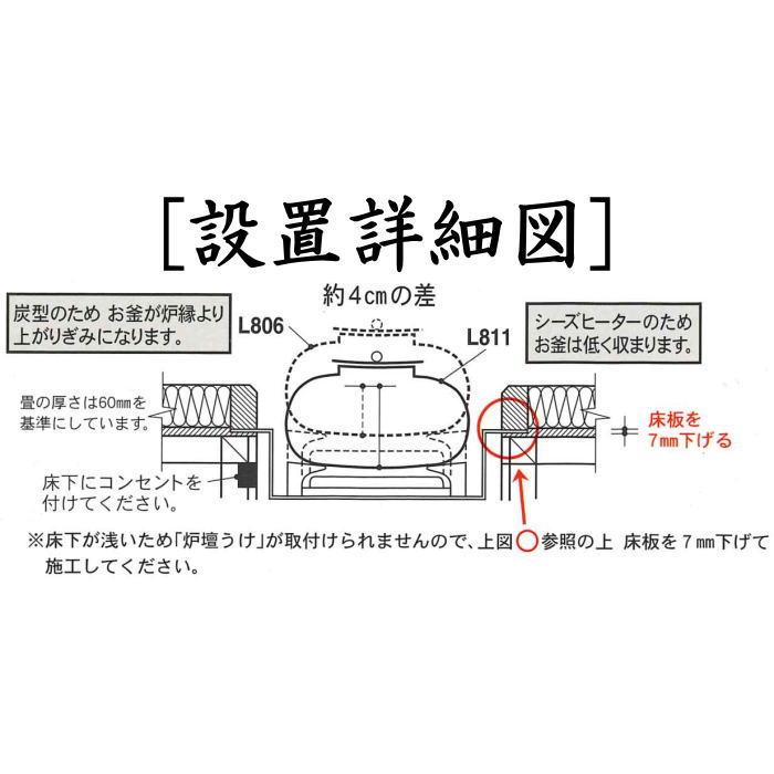 茶道具 炉壇 電熱式 浅型 炭型ヒーター サンアイ 旧野々田式 炉だん