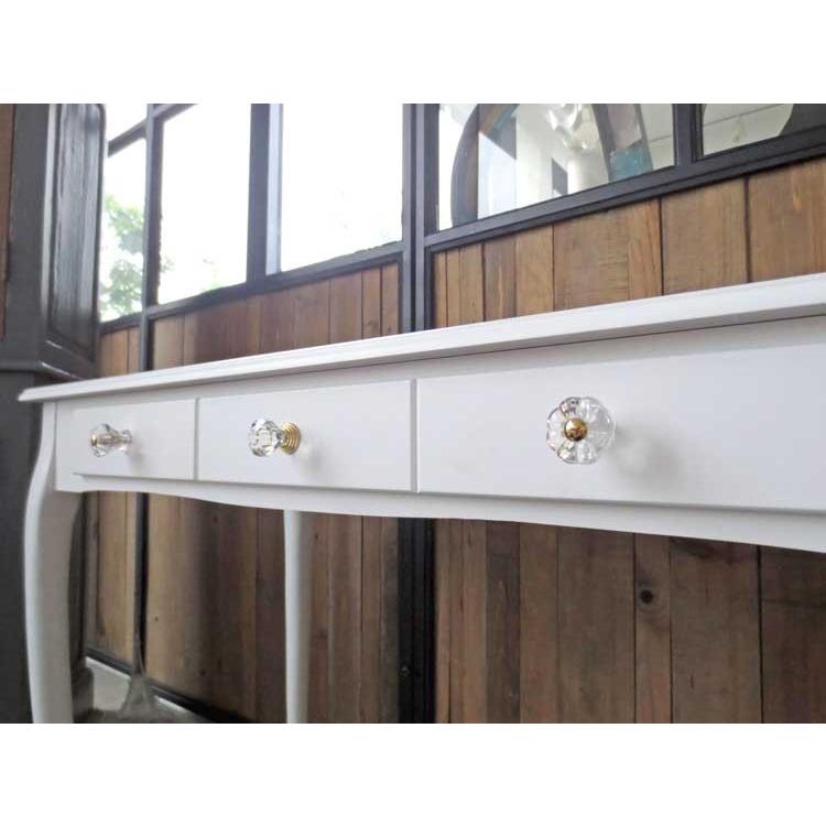 デスク 幅90cm ホワイト 猫脚 ガーリー 引出し 収納付 : インテリアル