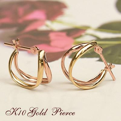 フープピアス 10金 10k K10 イエローゴールド ピンクゴールド スナップ