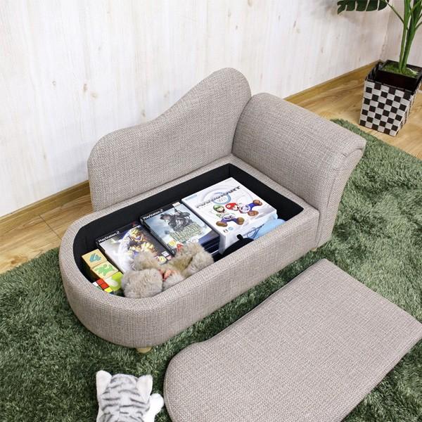 ペット用＆子供用ソファ 収納庫付 キッズソファ 片肘 猫用 犬用 ネコ用