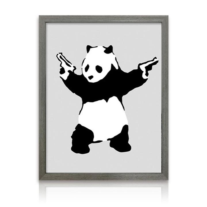 アートパネル Banksy バンクシー Panda with Guns パンダ 銃 ピストル