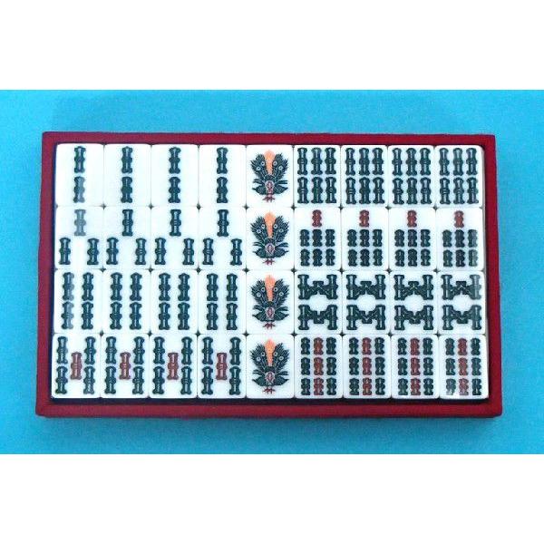 手打麻雀牌 アール牌 天和 青 国産手打麻雀牌セット 牌ストラップ付 天