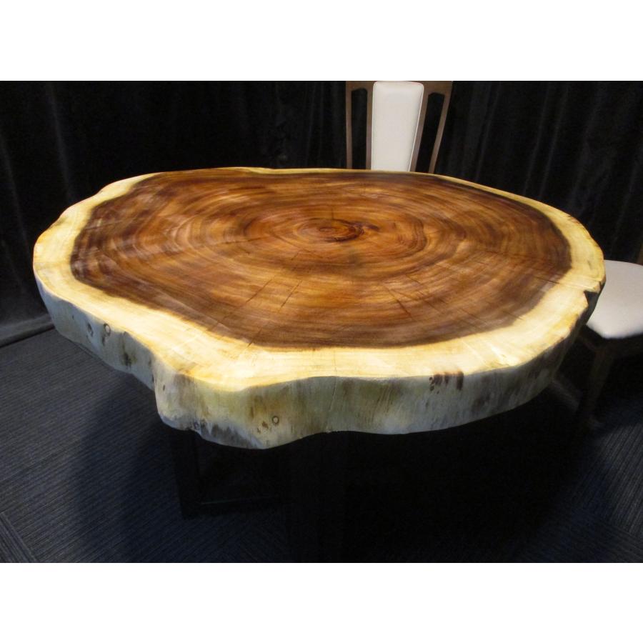 878 □ モンキーポッド 丸テーブル 輪切り 豪華 高級 一枚板 テーブル