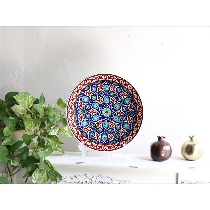 トルコ・キュタフヤ陶器 飾り絵皿 直径31cm アラベスク文様 オットマン