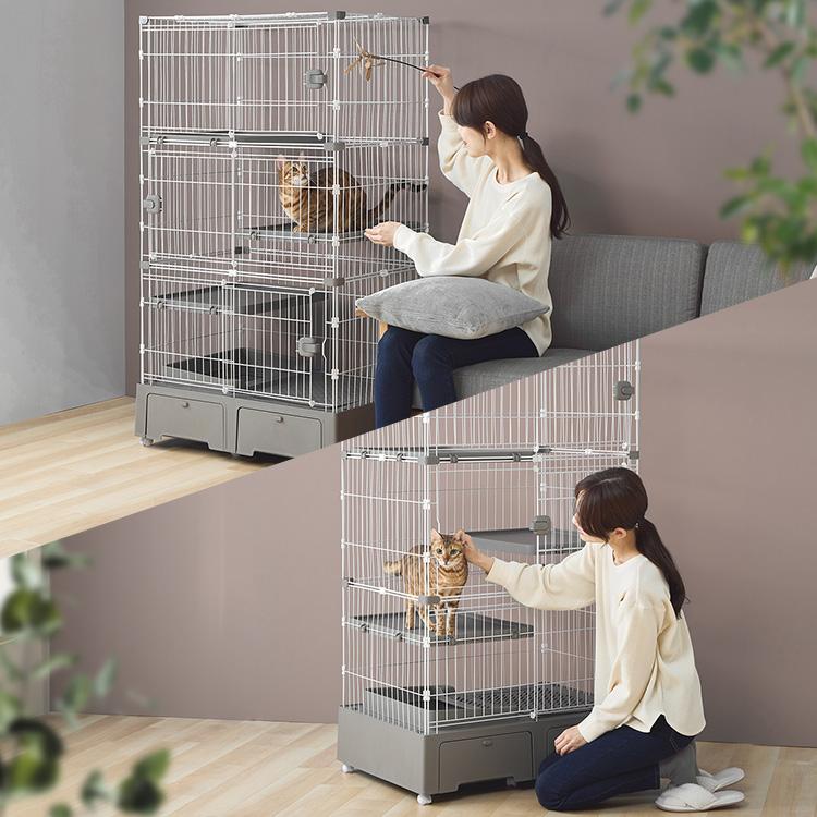猫 ケージ 3段 トイレ付 キャットケージ キャスター付 引出し 収納