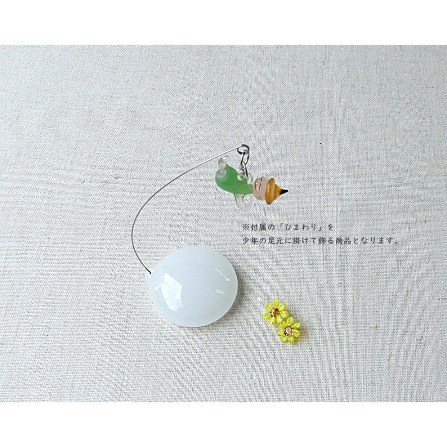 ガラス細工 ミニチュア 夏休み ひまわり 少年 置物 夏休みシリーズ