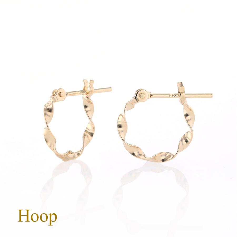 ジュエリーフィガロ ピアス K10 YG フープピアス ひねり イエロー