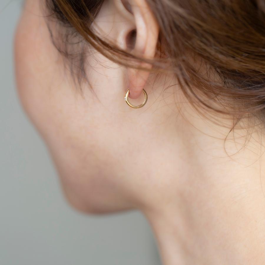 ジュエリーフィガロ K18 YG ダイヤモンド フープピアス フープ 中折れ