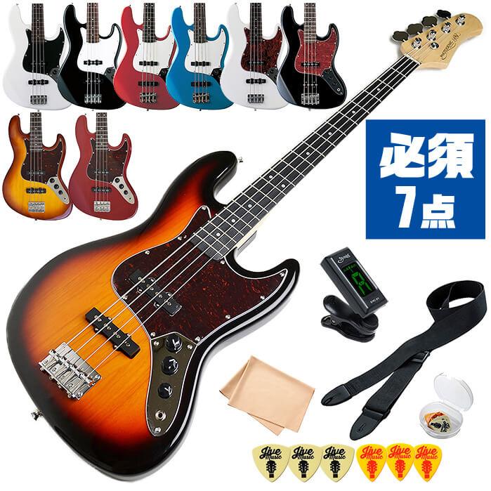 ベース 初心者セット PhotoGenic JB-240 入門 (必須 7点) ジャズベース