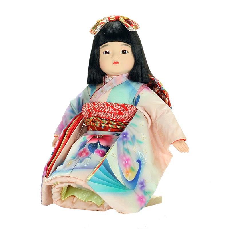 市松人形 抱き人形 おしゃれで可愛いお顔の 童人形 座り台座付き 13号