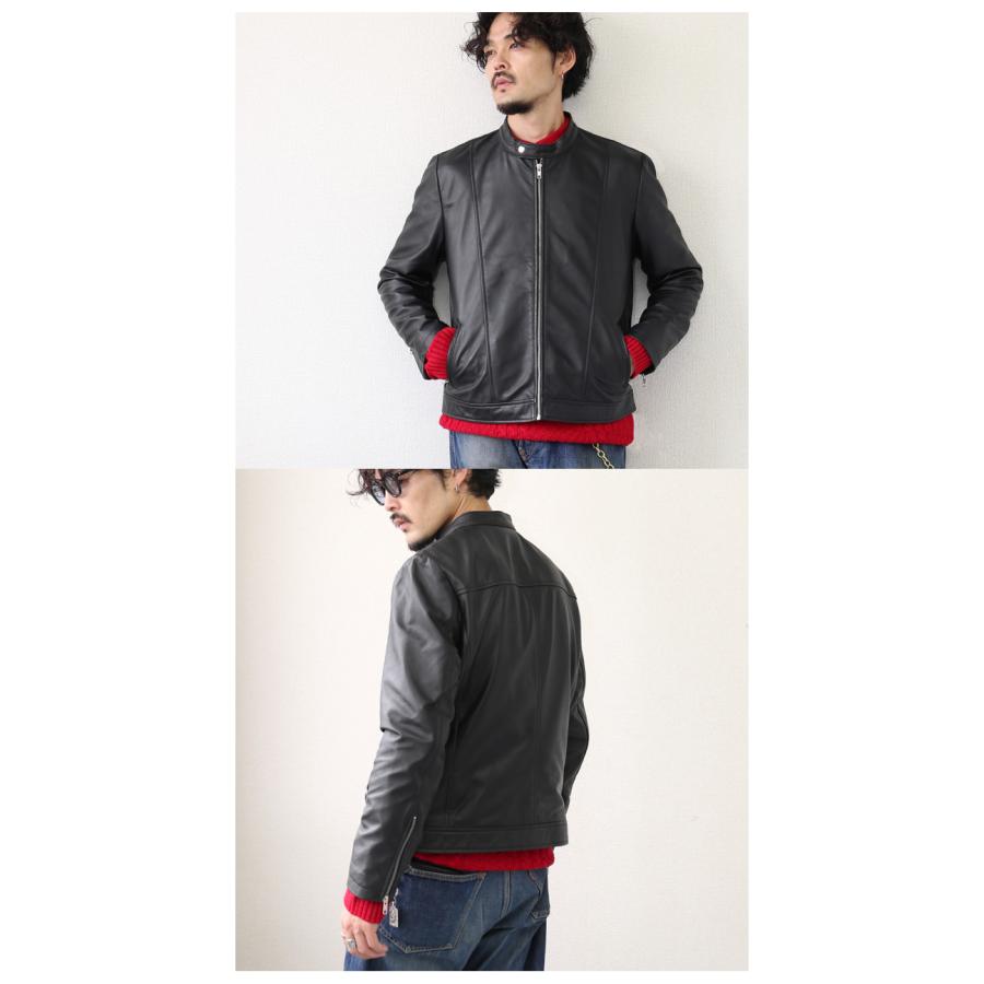 レザージャケット ライダース シングル 革ジャン メンズ 冬 本革