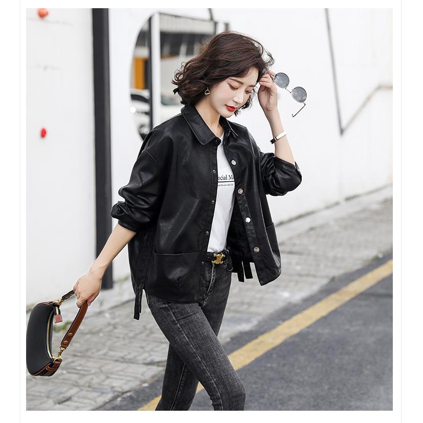 ホームアイホーム 革ジャン 襟付きPUレザージャケット ライダース