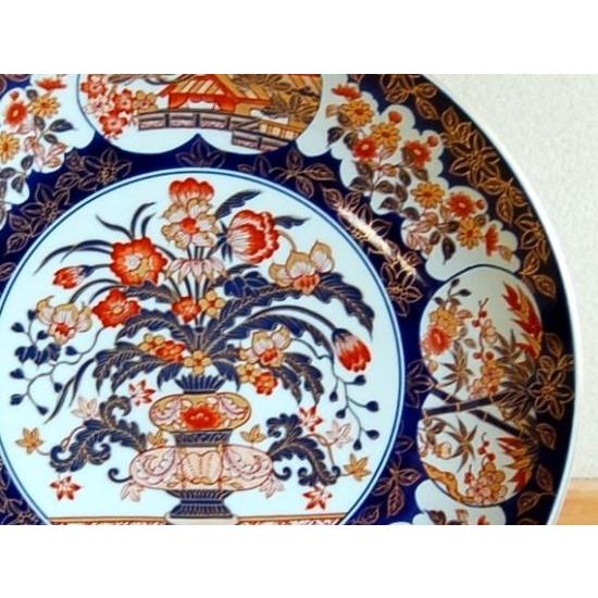 飾り皿 有田焼 極錦金彩花篭 尺寸 30cm 皿立て スタンド付 木箱入り