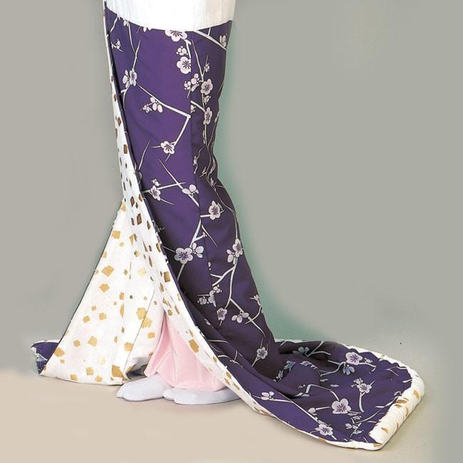 腰下 舞踊 稽古用 紫地 梅 裾引き 引き摺り お引き 22126 : ODORI