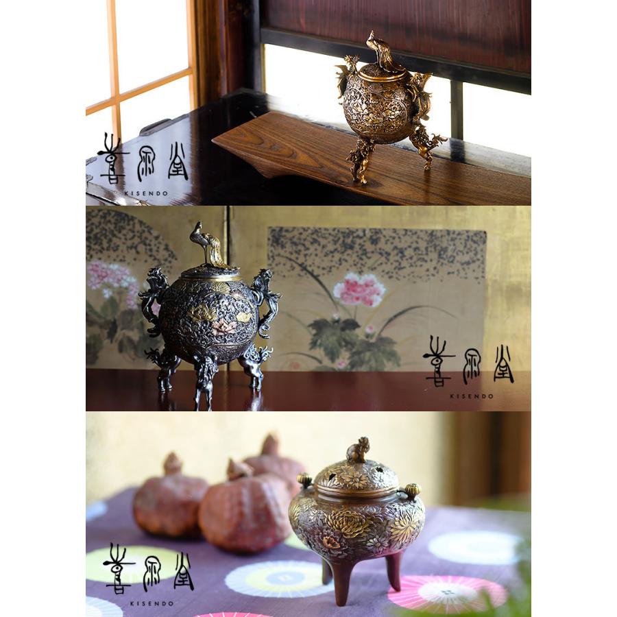 高岡銅器 三友紋（松竹梅） 香炉 焼 青銅色 喜泉堂（KISENDO）が誇る