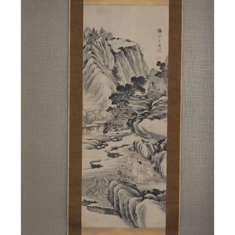 真作】 掛け軸 菅井梅関 ≪山水人物図≫ 中国人物 煎茶 江戸時代 仙台