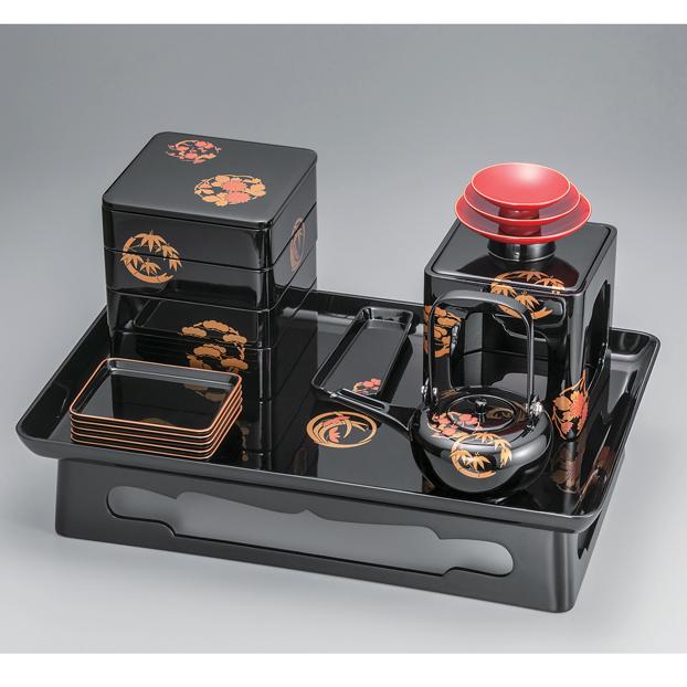 お屠蘇セット 屠蘇器 漆器 本漆 黒 花丸 七ツ揃 屠蘇器 : おいしい