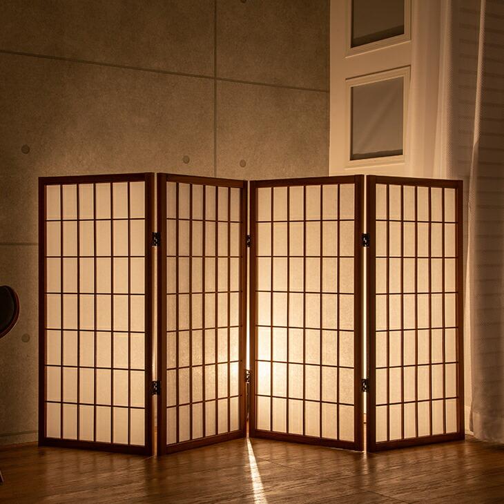 NEW 障子スクリーン 4連 パーテーション 間仕切り 部屋 仕切り 衝立