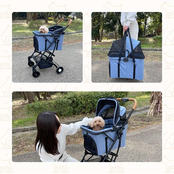 2wayペットカート ブラック Wanyanya 【犬用 ペットキャリー バギー