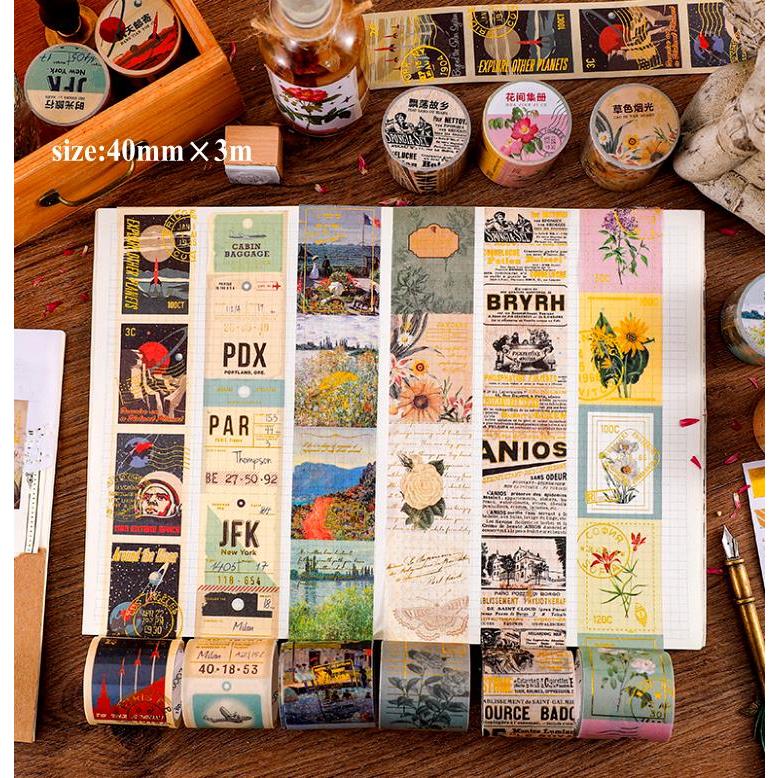 海外 金箔押し マスキングテープ 幅広4cm 剥離紙付き 箔押 英語 英字