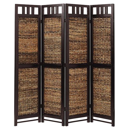 昭和レトロ エスニック 4連衝立 ラタンパーテーション 間仕切り