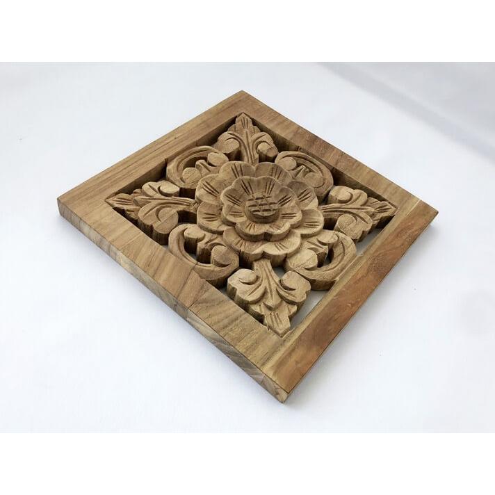 ウッドカービング 壁面 インテリア 壁飾り レリーフ 建材 木製 チーク