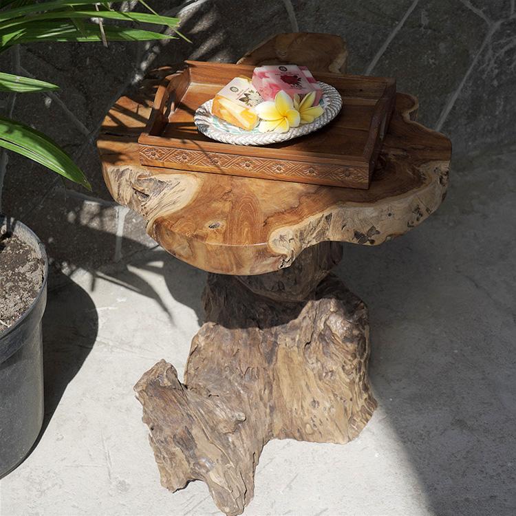 英国アンティーク木製ワインテーブル/サイドテーブル/丸机/飾り棚(89