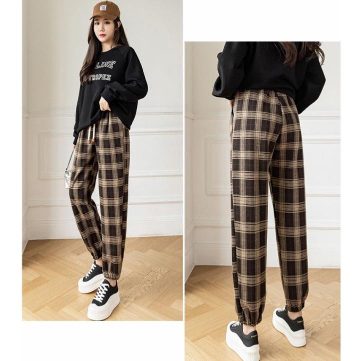 チェックパンツ レディース ボトムス ハイウエスト ウエストゴム