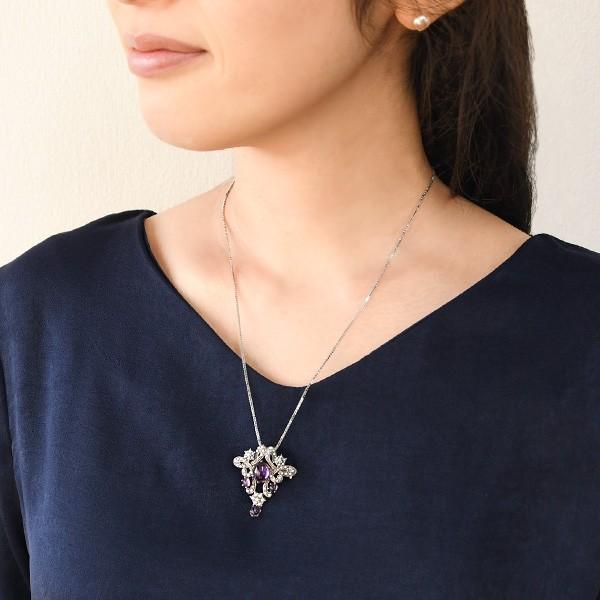 ロクザン SILVER925 アメジスト パール ペンダント ブローチ ROKUZAN