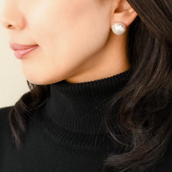 15mm バロック 淡水真珠 ピアス/イヤリング K18 K14 SV925 希少な超