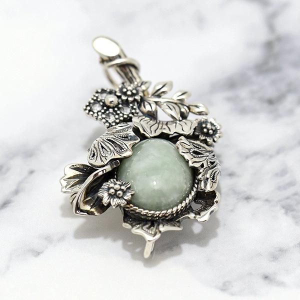 碌山 ウィリアムモリス ルリハコベ 翡翠 ブローチペンダント 国内唯一