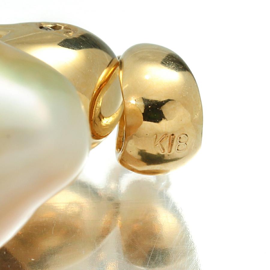 アヒルモチーフ パールペンダントトップ 真珠 8.0×15.0mm K18 中古