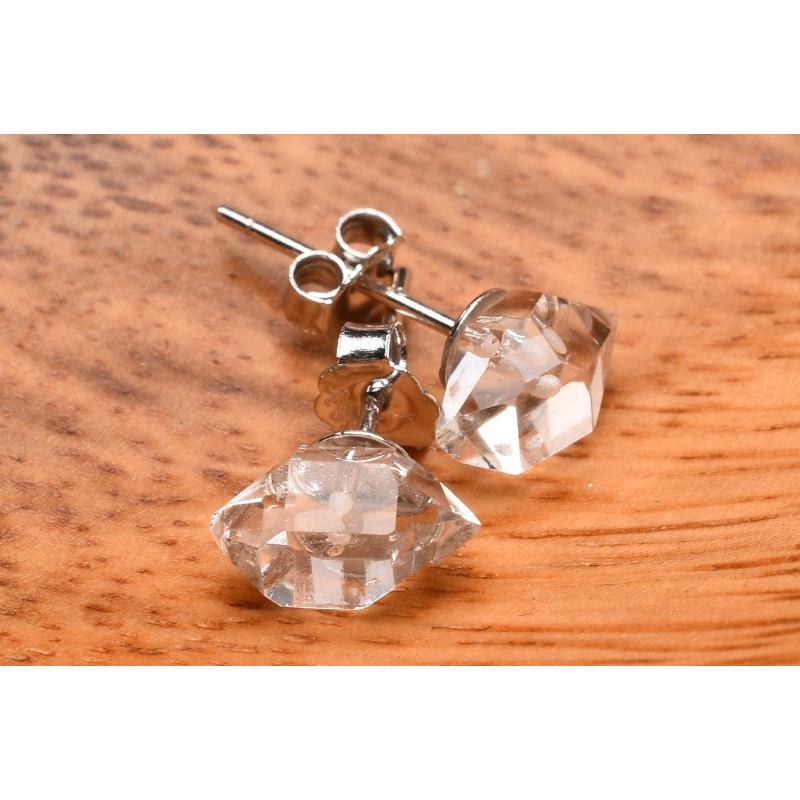 Silver925 珍しい！ ハーキマーダイヤモンド 8-9x4-6mm ピアス_PR3282
