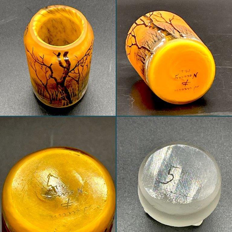 アンティークドームナンシー 薊紋花瓶 オパルセント被ガラスエナメル