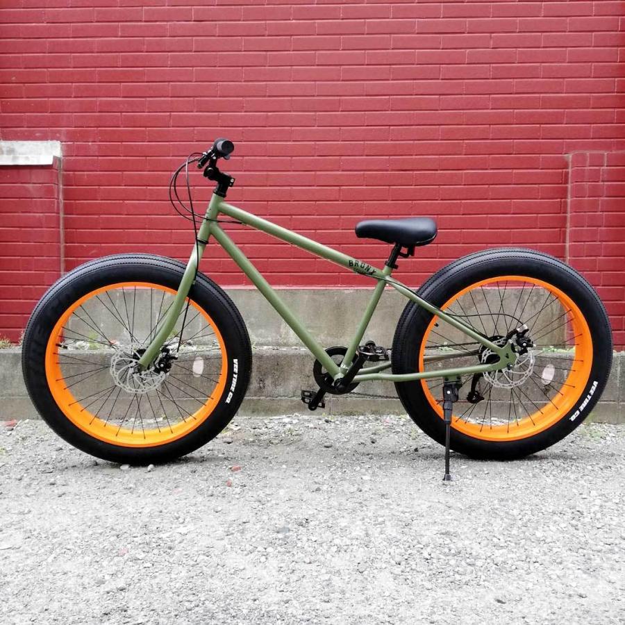 自転車 BRONX 26BRONX-DD アーミーグリーン×オレンジリム 7段変速