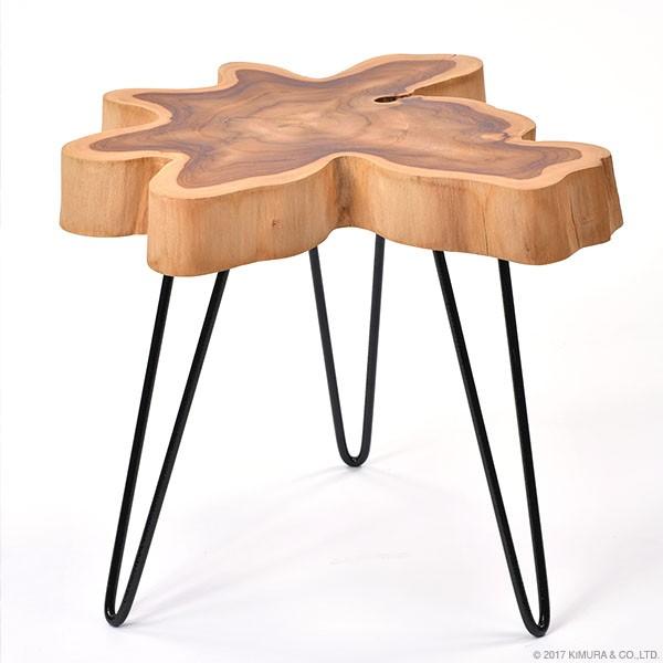 アジアン家具 サイドテーブル 机 花瓶台 おしゃれ 玄関 チーク無垢木製