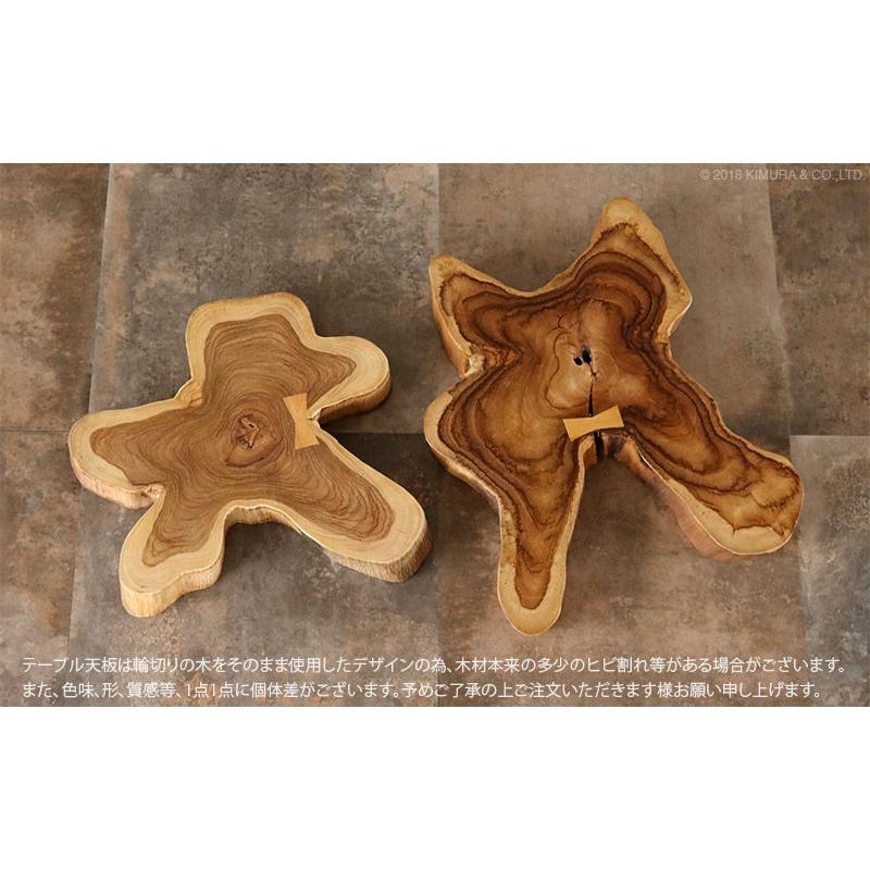 アジアン家具 サイドテーブル 机 花瓶台 おしゃれ 玄関 チーク無垢木製