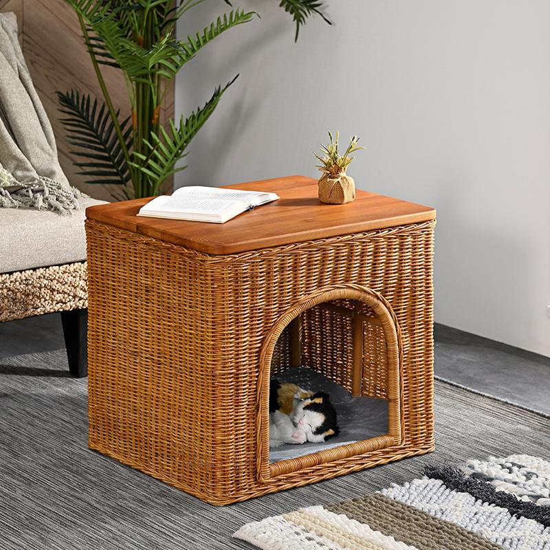 ペットハウス テーブル ラタン ミニテーブル 籐 机 つくえ ペット