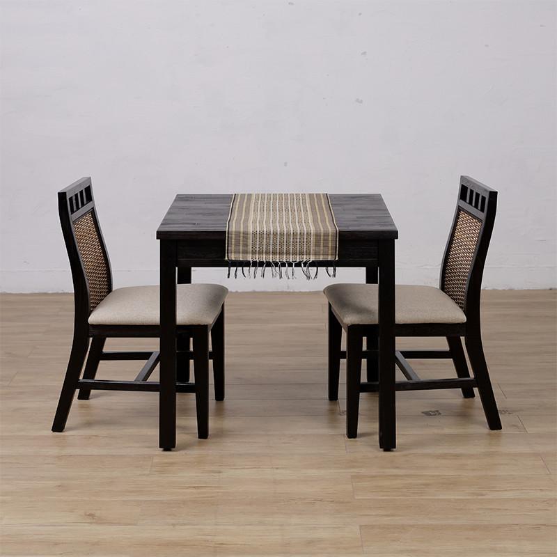 アジアン家具 ダイニングテーブルセット 2人用 3点セット 76cm角