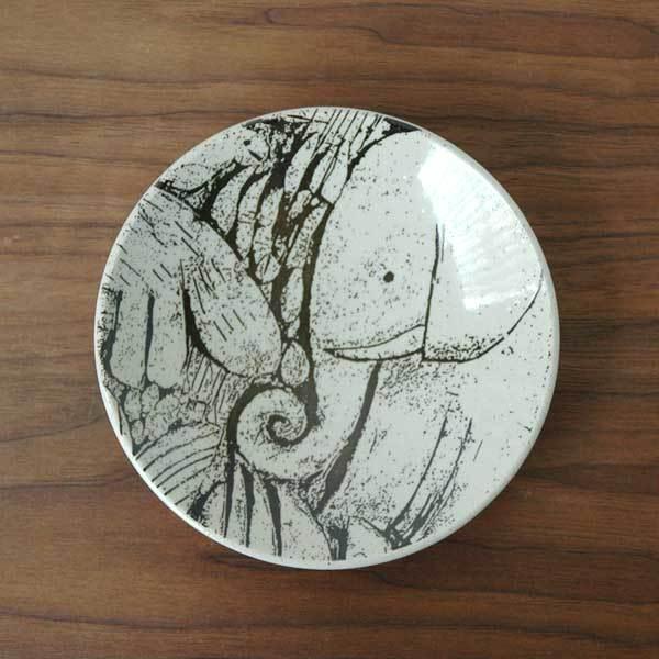 Lisa Larson（リサラーソン） 森と動物の絵皿 4寸皿 益子焼 Japan