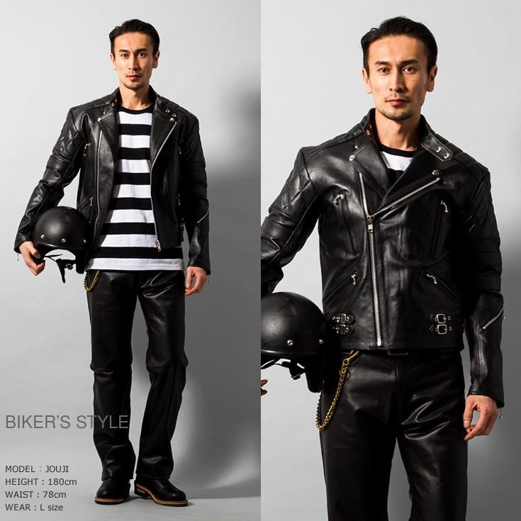 Horn Works 本革 UKパッドダブルライダースジャケット メンズ ホーン