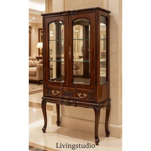 イタリア製キャビネット】ショーケース北欧キュリオケース飾り棚猫脚