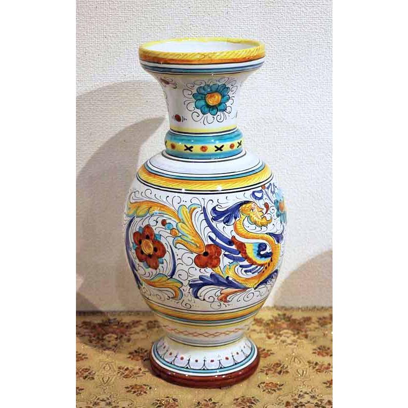 イタリア製 輸入雑貨 花瓶 マヨルカ焼き デルータ Deruta ドラゴン