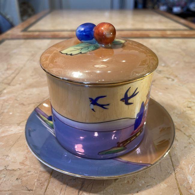 ノリタケハンドル付きボウルアールデコラスター彩さくら印