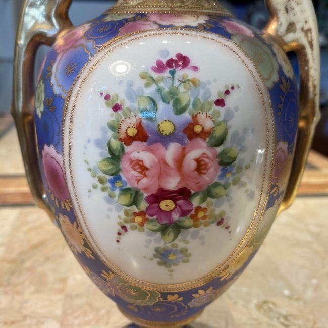 ノリタケ オールドノリタケ 金盛 花図 両耳飾壺 花瓶 : リビングT&S